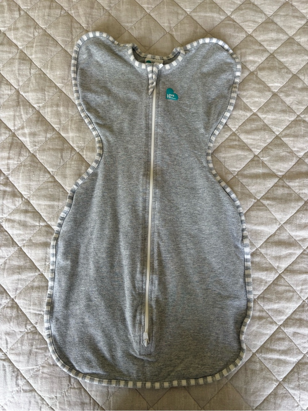 Love to Dream Grey Zipper Sleep Sack with Striped Trim